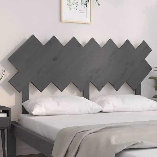 Berkfield Home Beautiful Bed Headboard in Grey Solid Pine Wood, W: 151.5 cm, D: 3 cm, H: 81 cm