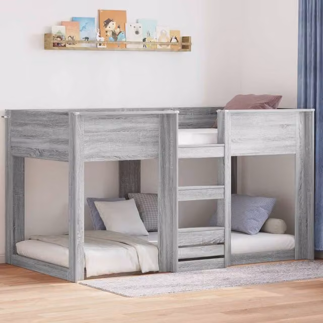 Berkfield Home Modern Two-Level Bunk Bed for Children in Grey, W/D/H: 80 x 200 cm