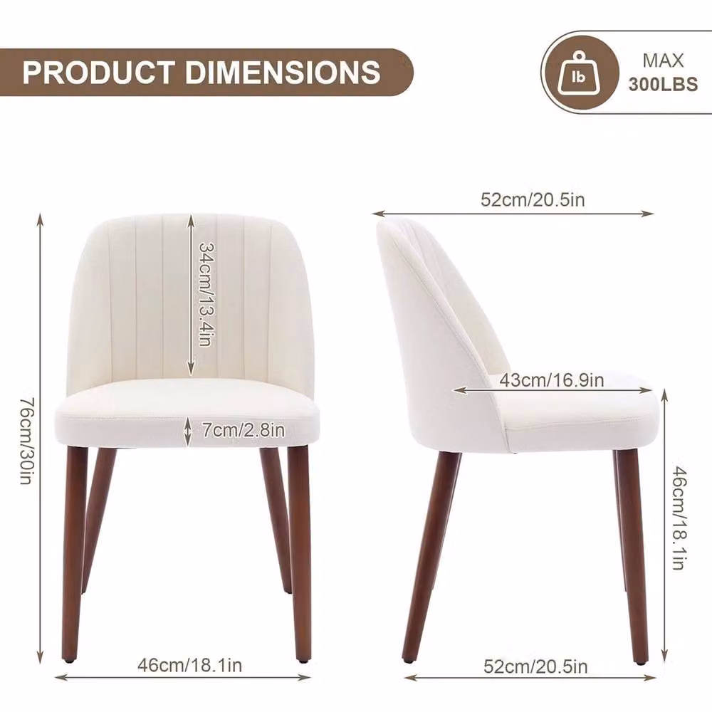 VOGREX Modern Linen Fabric Upholstered Dining Chairs in Beige – 2
