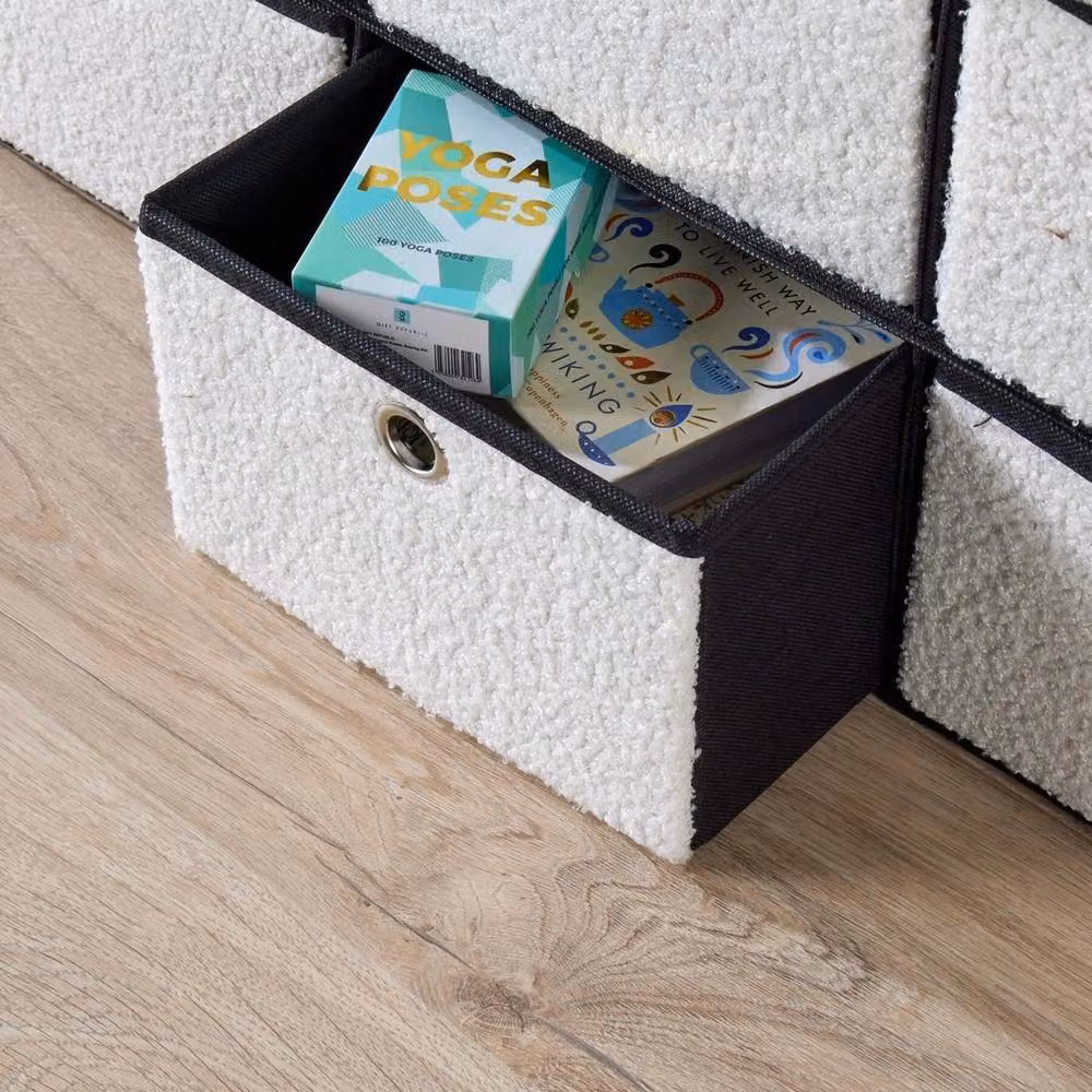 FORGEVIO 6 Drawer Ottoman Storage Chest in Cream Boucle Fabric – 3