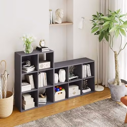 HOMCOM Modern 6-Cube Freestanding Bookshelf in Grey for Home or Office, W/D/H: 91.5 x 29.5 x 61.5 cm – 5
