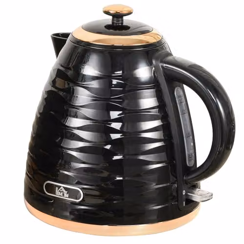 HOMCOM Electric Kettle, 1.7 l, 3 kW Fast Boil, Black
