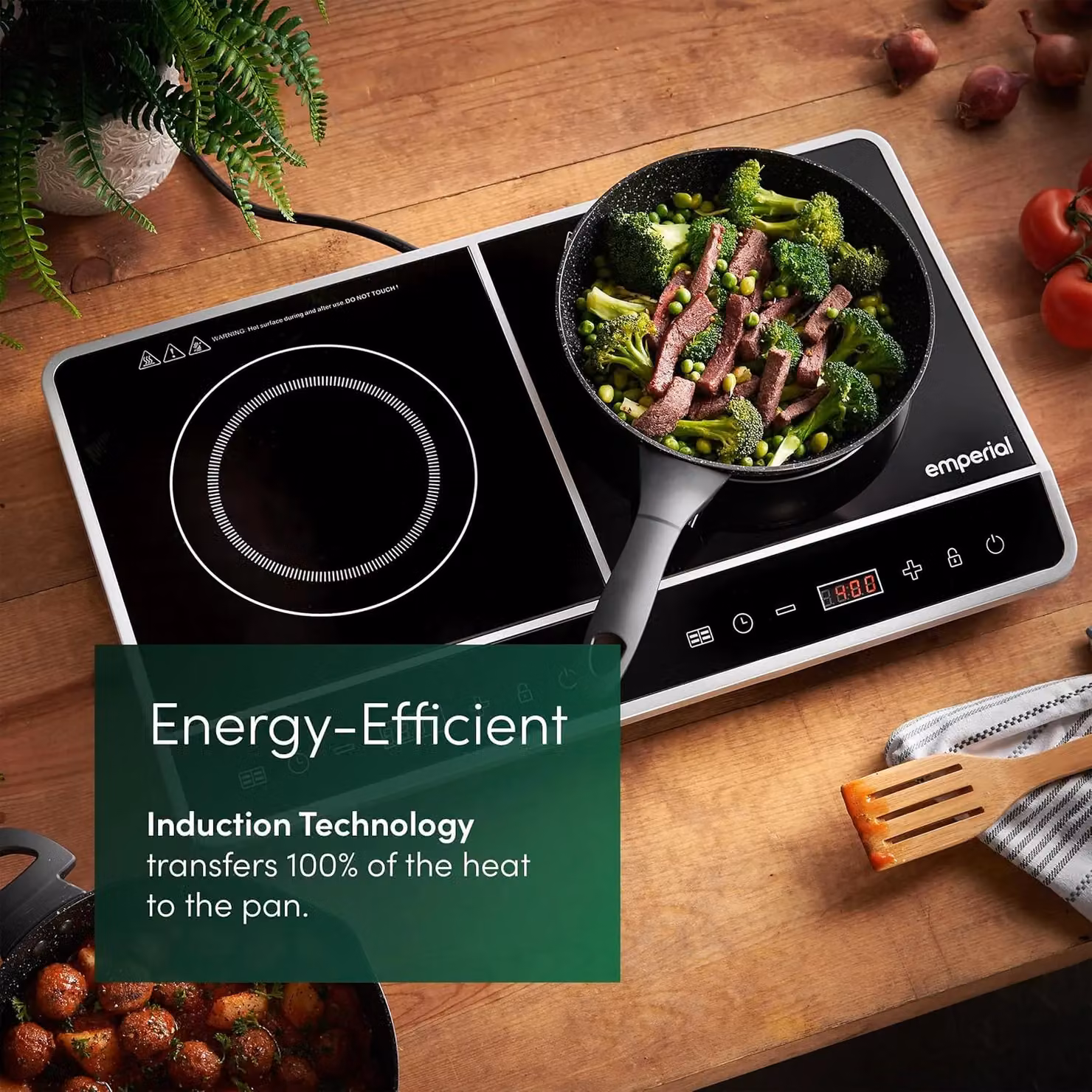 Emperial Double Induction Portable Electric Cooker with Digital Touch Control and Timer, 2800W, Black – 3