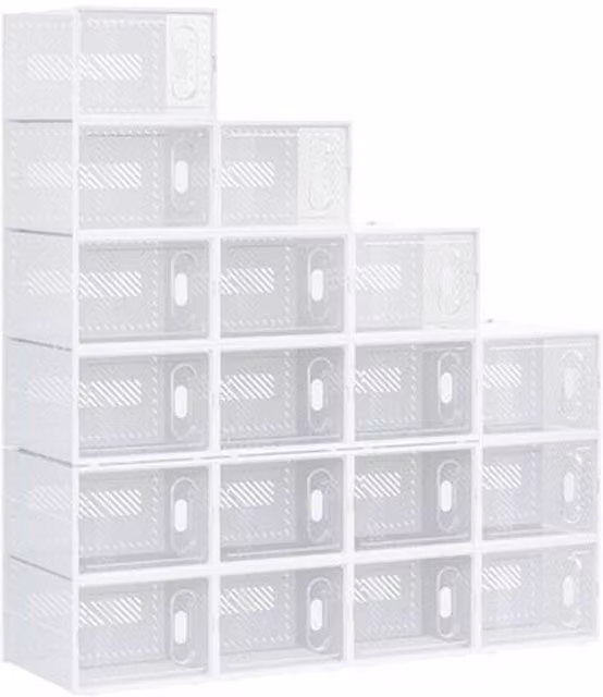 NESTLUNE 18-Piece Stackable Clear Plastic Shoe Storage Box Set
