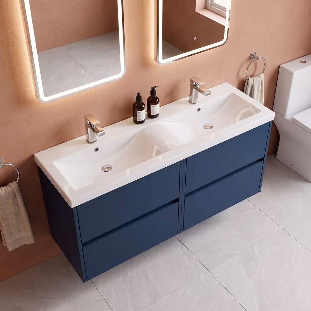 Balterley Chartley Contemporary 4 Drawer Wall Hung Vanity Basin Unit, Blue, Width: 120 cm – 3
