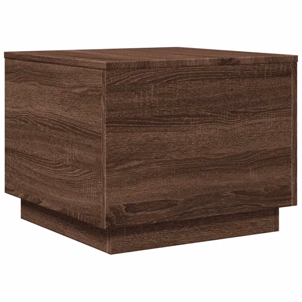Berkfield Home Modern Square Coffee Table in Brown Oak with LED Lights, W/D/H: 50 x 50 x 40 cm – 3