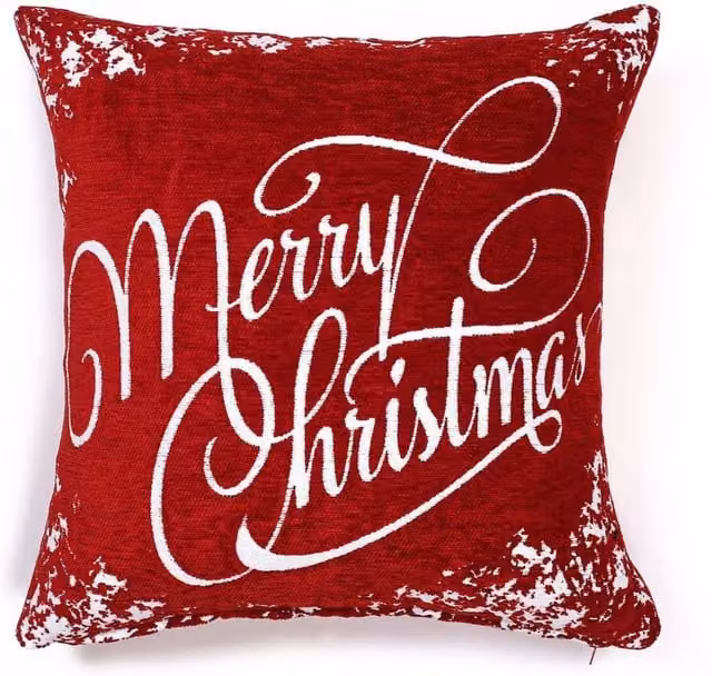 Velosso Merry Xmas Wonderland Filled Cushion with Festive Graphic Design, Red and Multicolour, W/D/H: 43 x 43 x 43 cm