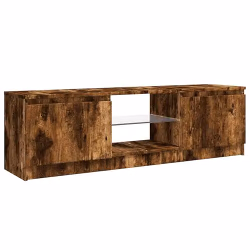 vidaXL Modern Oak TV Cabinet with Integrated LED Lighting, Brown, W: 120 cm, D: 30 cm, H: 36 cm – 3