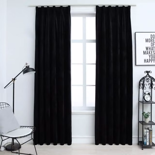 Berkfield Home Blackout Velvet Curtains, 2 Pack, Black, W: 140 cm, H: 245 cm – 1