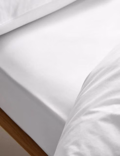 M&S Body Sensor Deep Fitted Sheet White Cotton Cooling 140 x 200 cm