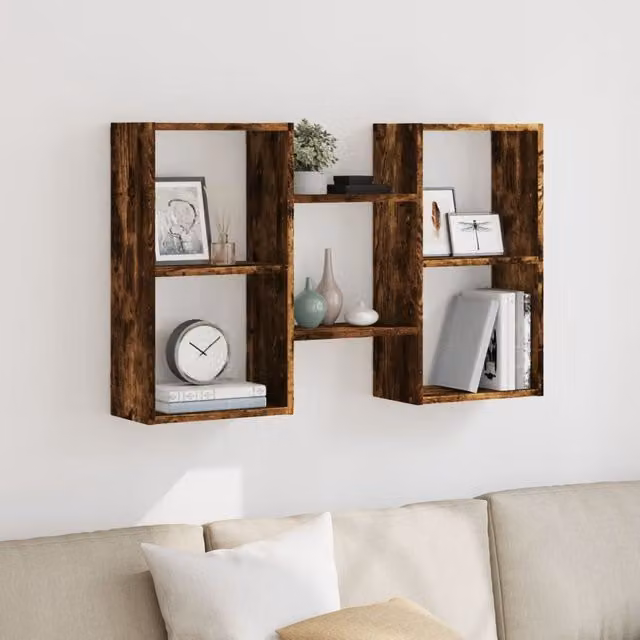 Berkfield Home Smoked Oak Wall Shelf, Brown, W: 96 cm, D: 18 cm, H: 60 cm