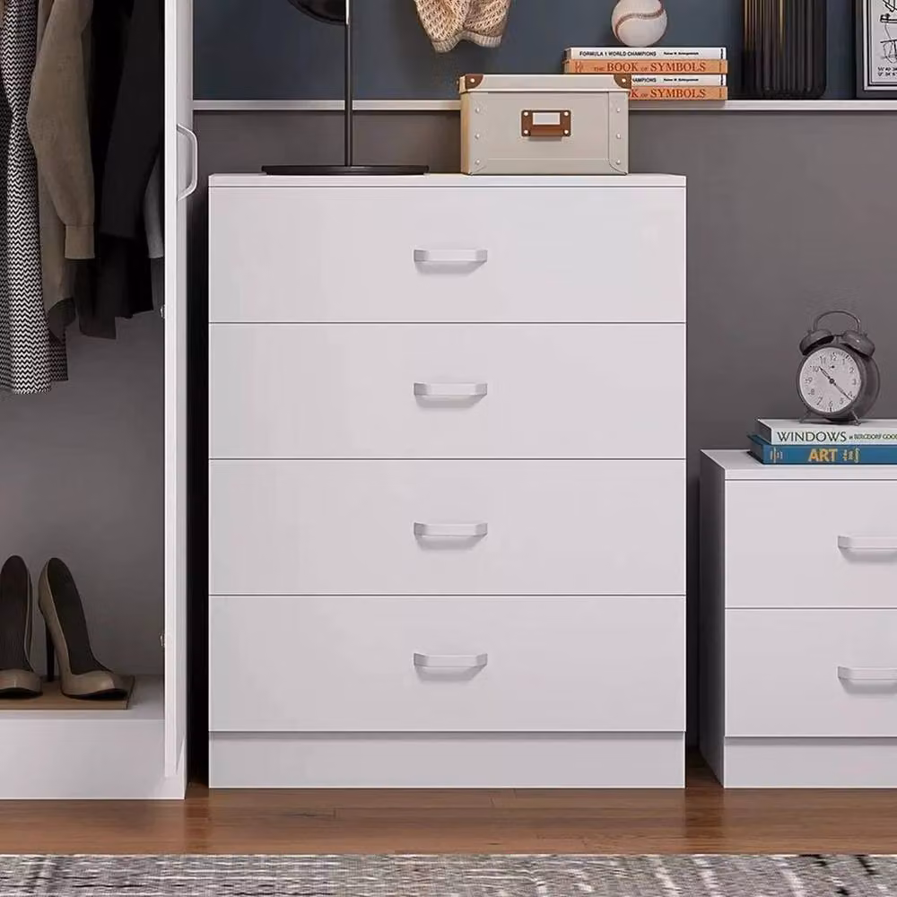 FORGEVIO 4 Drawer Chest of Drawers Sideboard in White with Metal T-Bar Handles – 2