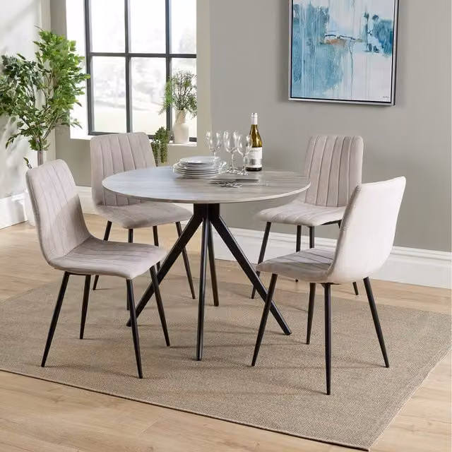 Core Products Ltd Aspen Round Dining Table and Four Chair Set, Natural, Diameter: 100 cm