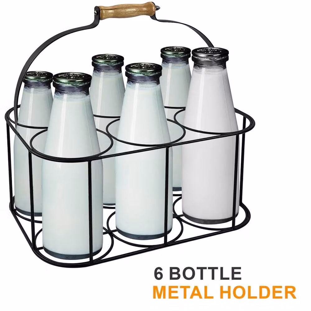 Nordara Metal 6 Milk Bottle Holder Tidy Crate Rack in Black – 2