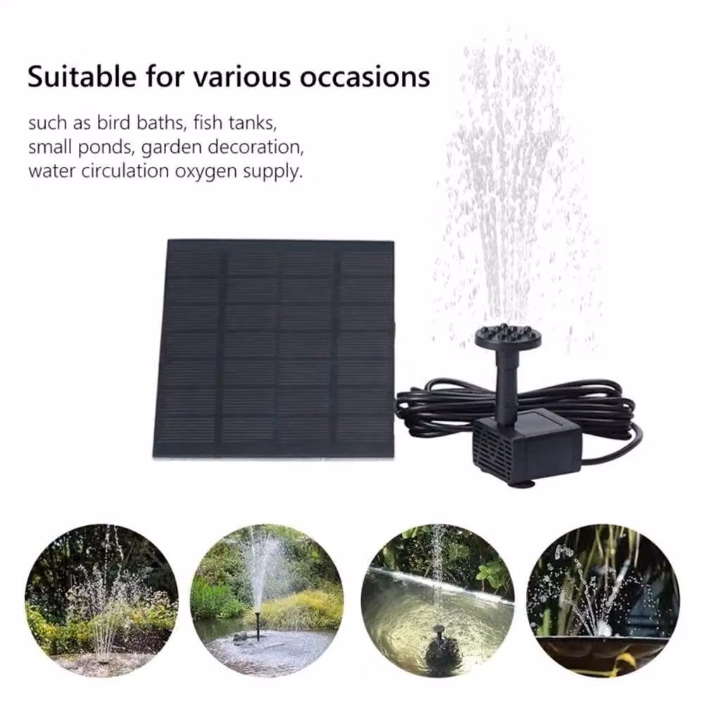 FLAVORA Solar Round Garden Pool Pond Aquarium Fountain Decor in Black – 2