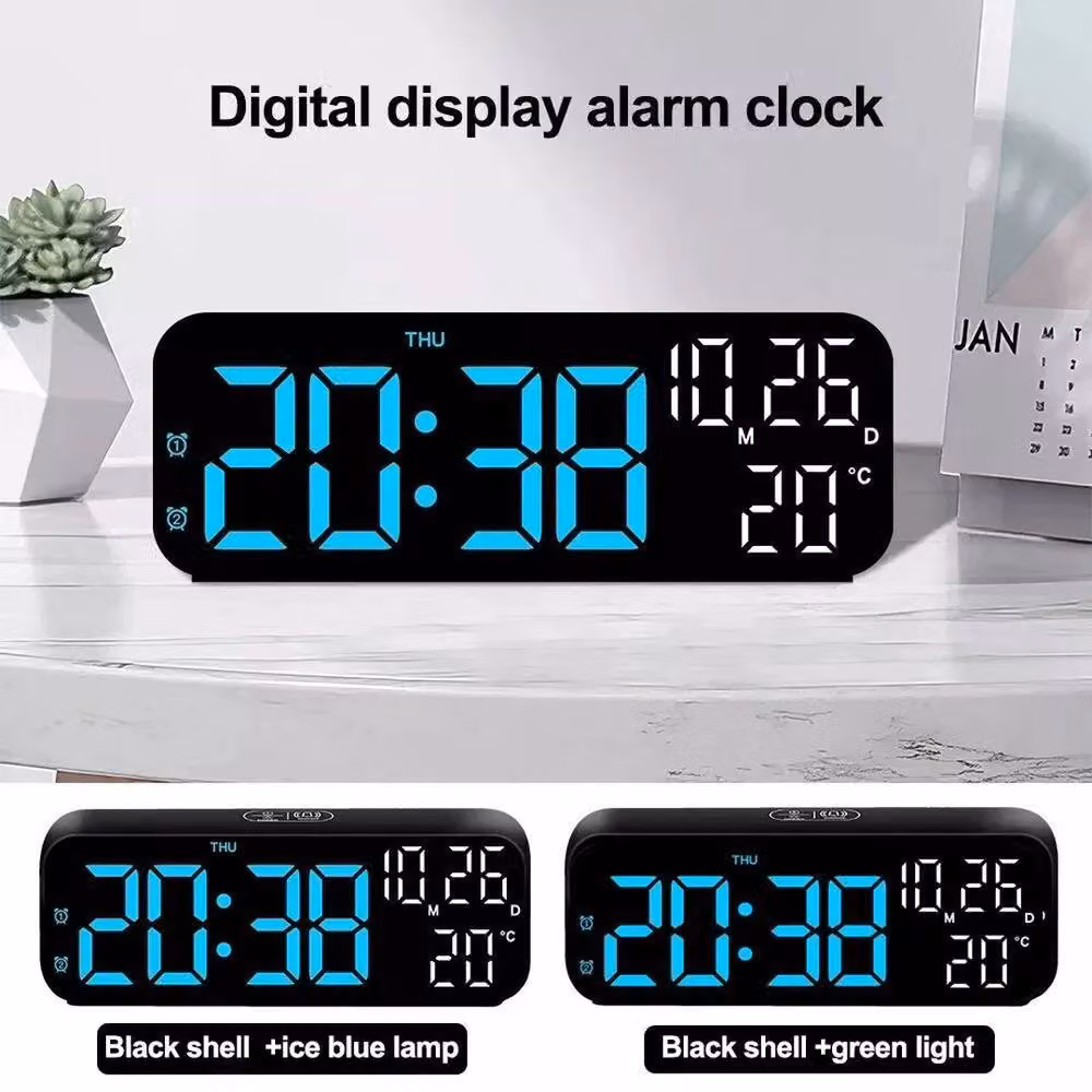 FLAVORA Modern Digital Illuminated LED Tabletop Alarm Clock in Black – 4