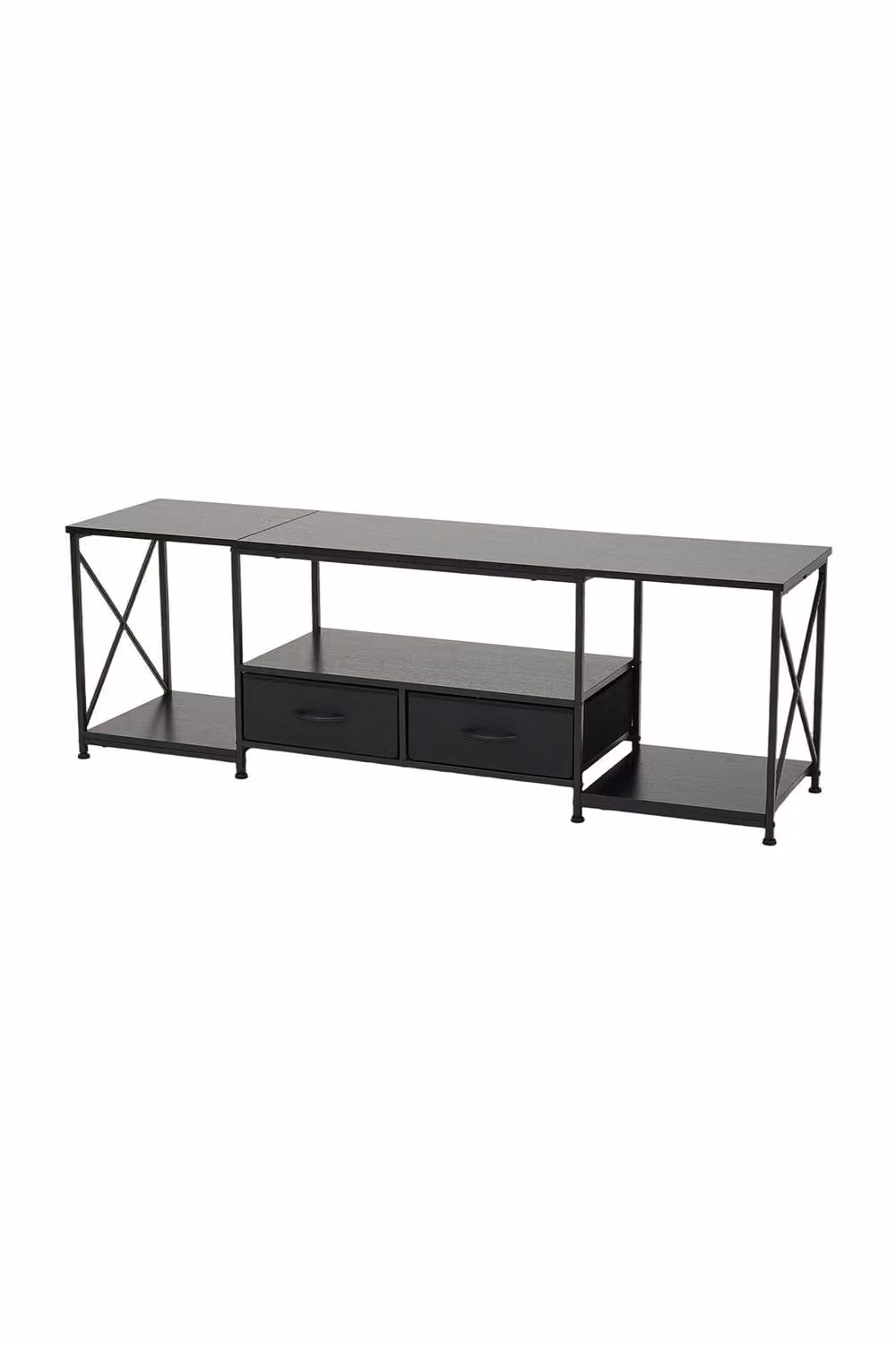 Living and Home Modern TV Stand with Fabric Drawers in Black – 4