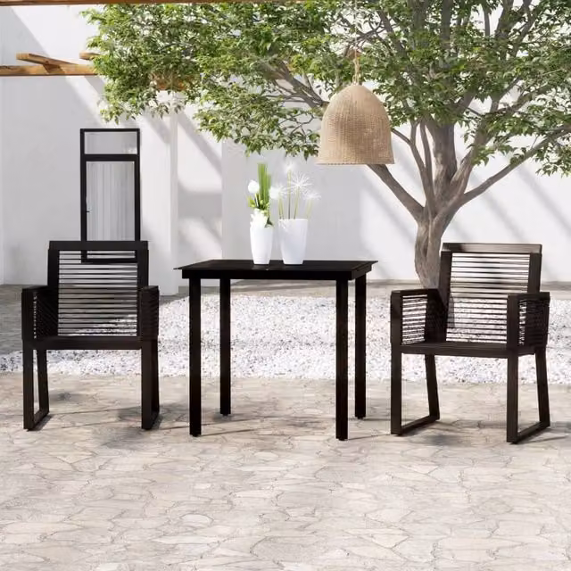 Berkfield Home 3 Piece Modern Garden Dining Set in Black