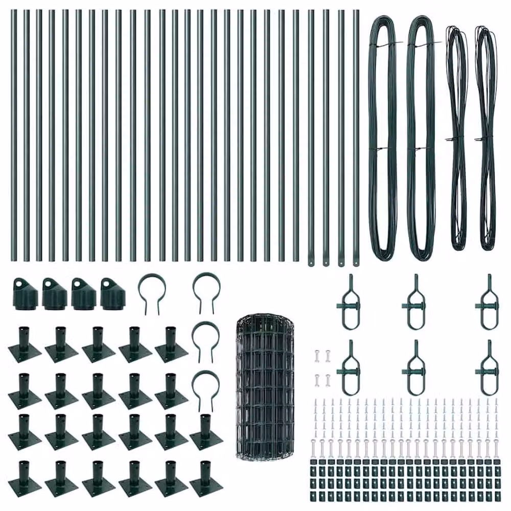 Berkfield Home Green Euro Fence with 13 Flanged Posts, Galvanised Steel, 0.4 x 50 m – 4