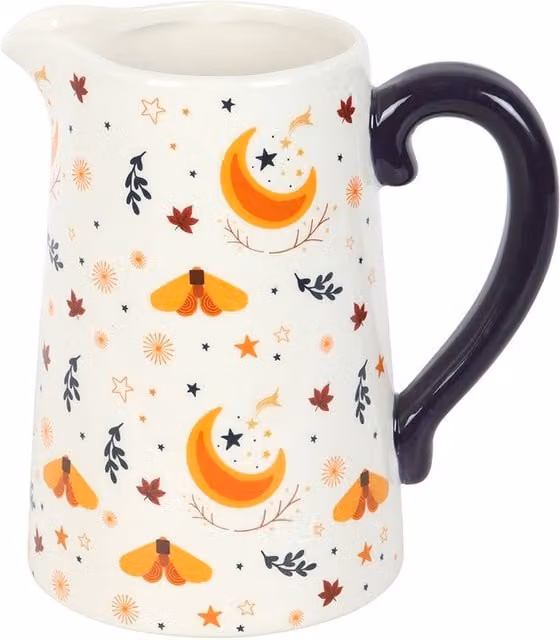 Kingsbury Gifts Autumn Magic Harvest Moon Floral Ceramic Flower Jug in Multicolour, White and Gold