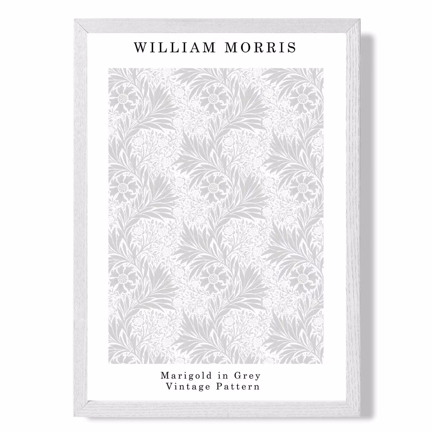 ARTZE William Morris Marigold Floral Art Print in Grey with White Frame, A3 Size – 2