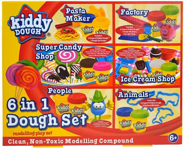 Kiddy Dough 6 in 1 Multicolour Animal Modeling Clay Set
