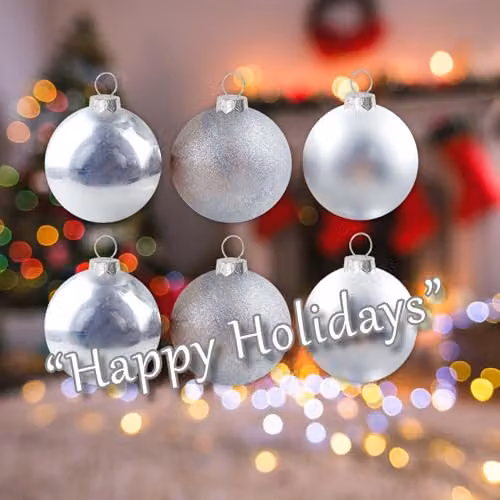 VFM e-Store Set of 6 Silver Round Christmas Bauble Hanging Tree Ornaments, 10 cm – 4