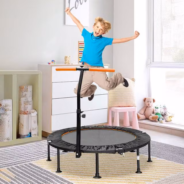 Costway Foldable Mini Trampoline in Black and Orange