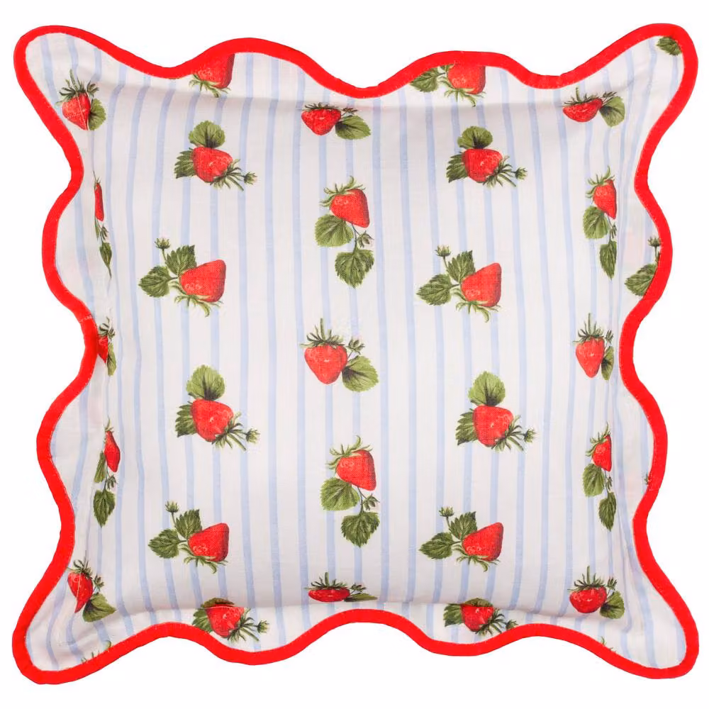 Furn Fruits Strawberries Striped Outdoor Cushion in Blue and White, W/D/H: 45 x 45 x 1 cm – 2