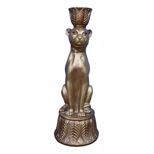 Gifts Direct 2 U Leopard Print Taper and Pillar Candle Holder in Bronze and Gold