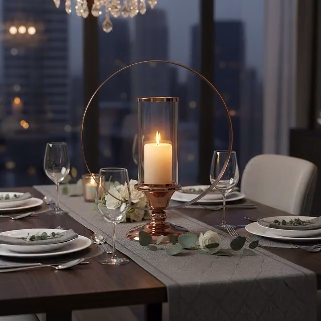 Orsina South Large Metal Pillar Candle Holder in Brown and Bronze – 1