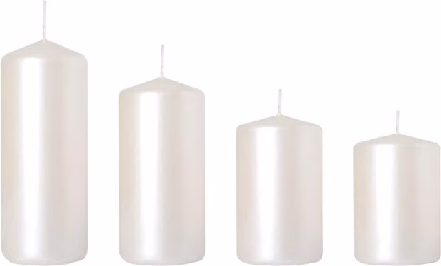 SolaDirect Set of 4 Decorative Pillar Candles in Red, Silver and White for Advent and Christmas