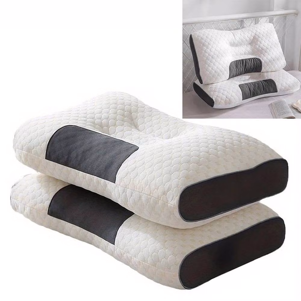 KORVIXA 2-Piece Ergonomic Orthopaedic Cervical and Shoulder Pain Relief Pillows in White, Double Size – 3