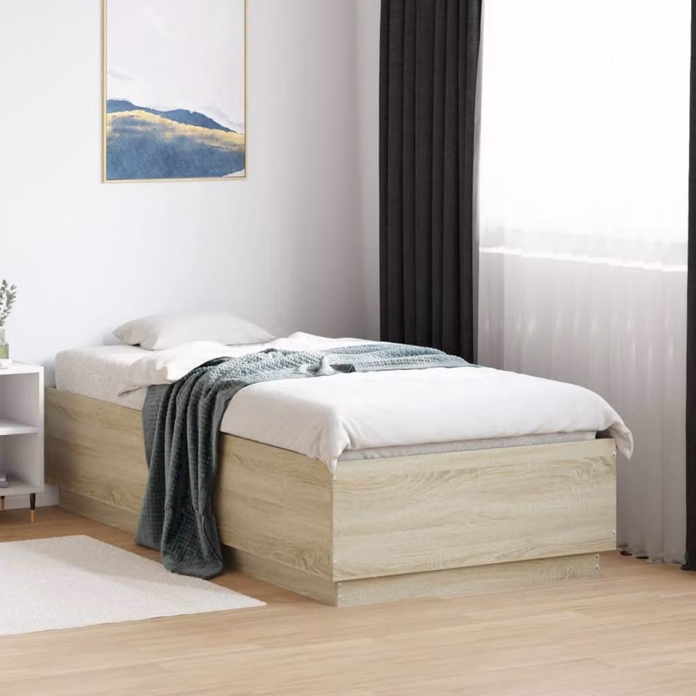 Berkfield Home Sonoma Oak Single Bed Frame in Beige, W/D/H: 90 x 190 cm – 2