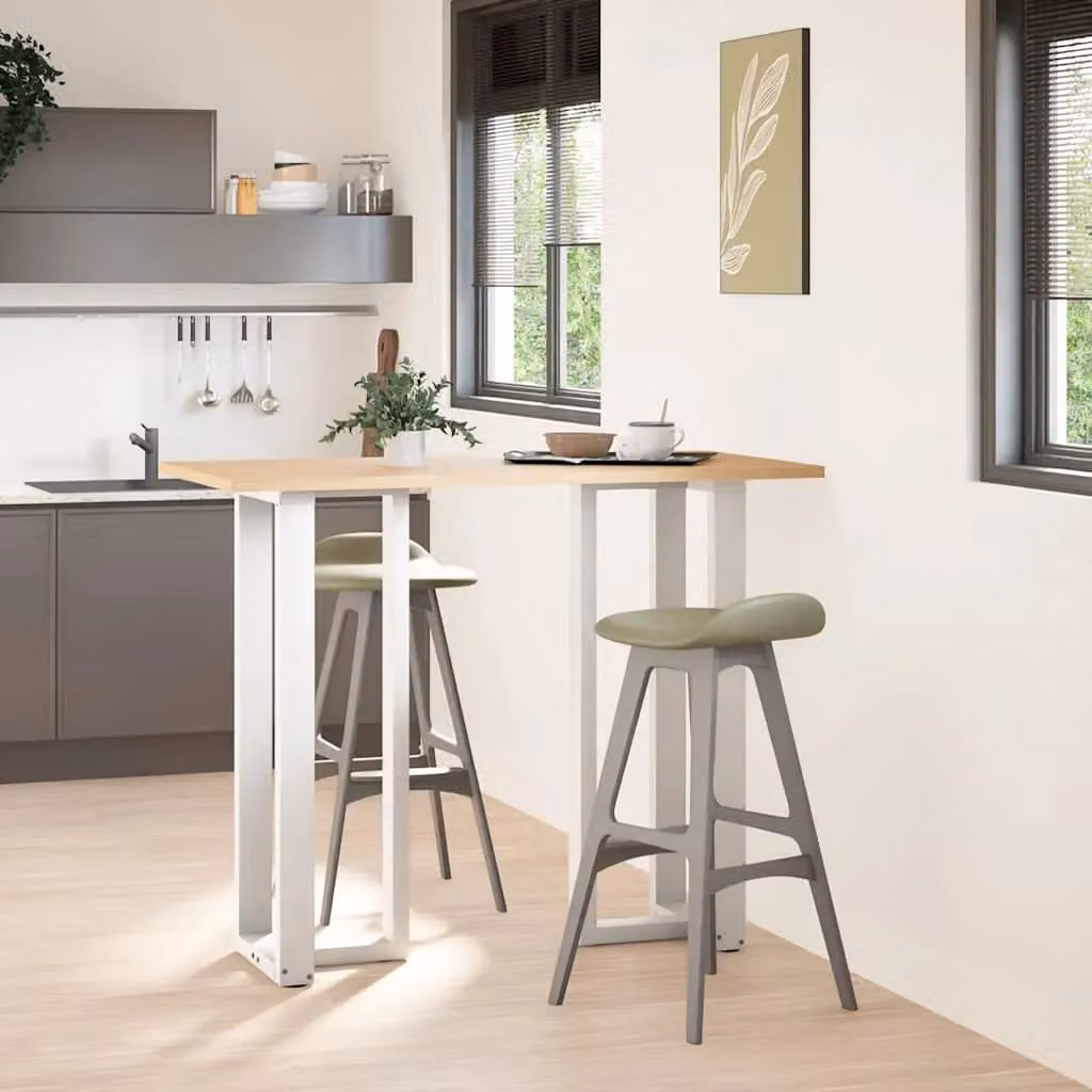 Berkfield T-Shaped Steel Bar Table Legs, 2 Pieces, White, W: 50 cm, D: 35 cm, H: 110-111 cm – 2