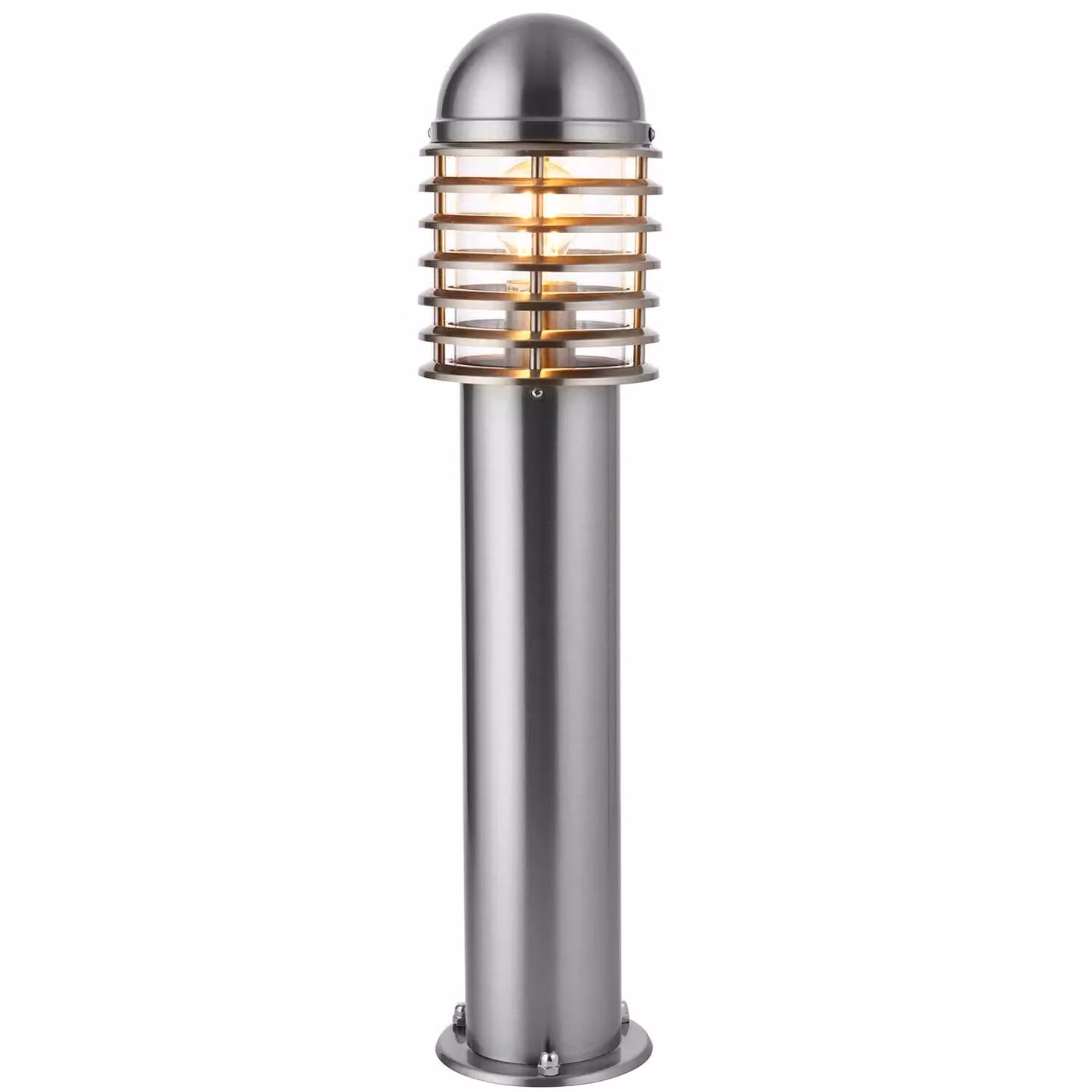 Loops 2 Pack Silver Stainless Steel Outdoor LED Bollard Post Lights for Garden Pathways – 2