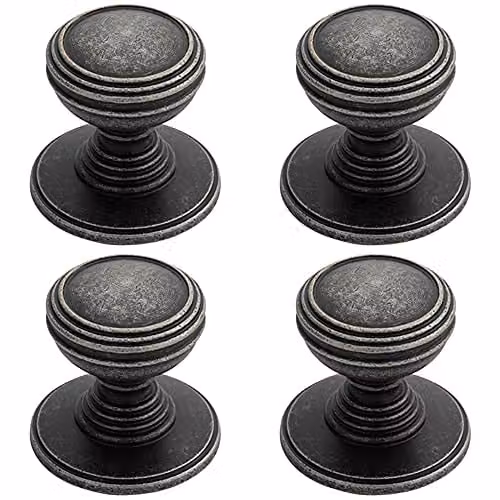Loops 4 Pack Ringed Tiered Cupboard Door Knob in Matt Pewter Grey