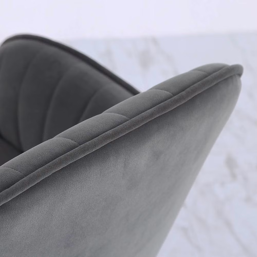 Living and Home Set of 2 Modern Velvet Upholstered Dining and Dressing Chairs with Gold Metal Legs in Grey – 5