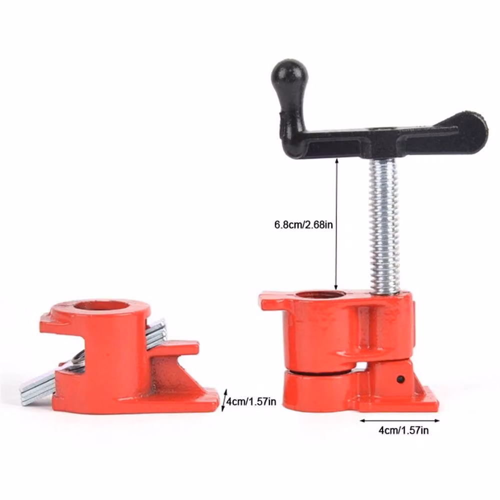 Nordara 4 Set 3/4 inch Heavy Duty Cast Iron Pipe Clamps for Woodworking in Red – 2
