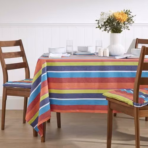 Homescapes Multicolour Striped Cotton Rectangular Tablecloth, W: 137 cm, L: 178 cm – 2