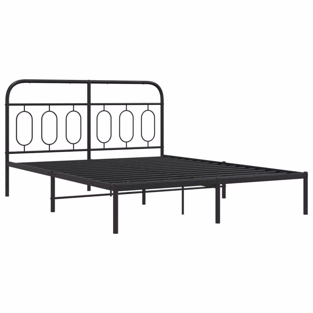 Berkfield Home Metal Bed Frame with Headboard, Black, W: 135 cm, L: 190 cm – 3