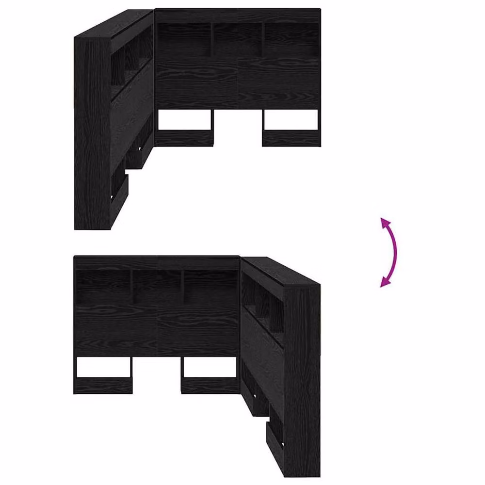 Berkfield Home Minimalist Black Headboard with Integrated Storage Shelf – 8