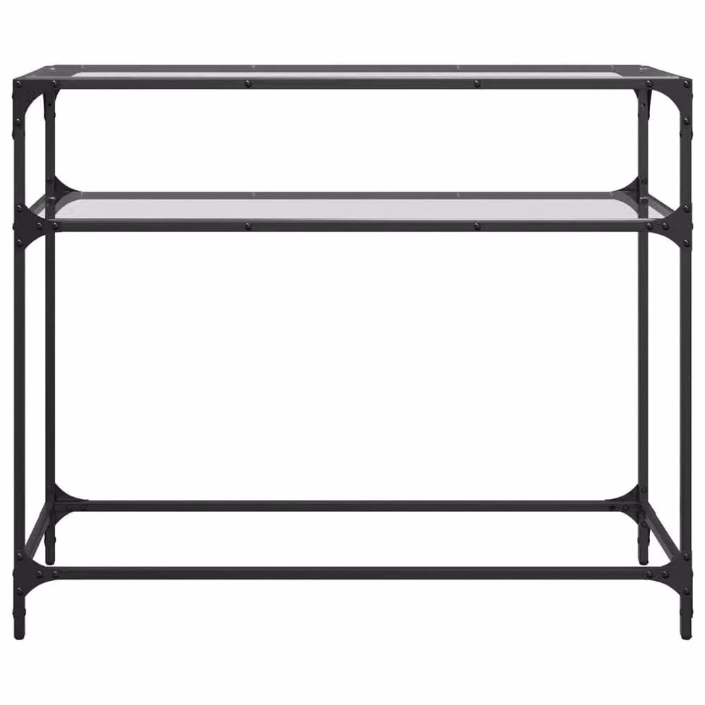 Berkfield Home Modern Console Table with Transparent Glass Top and Black Metal Frame, W/D/H: 98 x 35 x 81 cm – 3