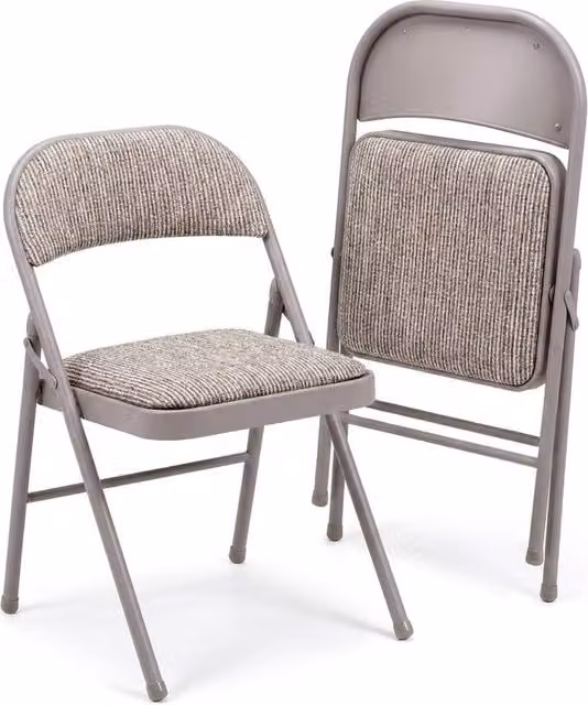 Bravich LTD Padded Fabric Folding Dining Chairs in Taupe, Pack of 2