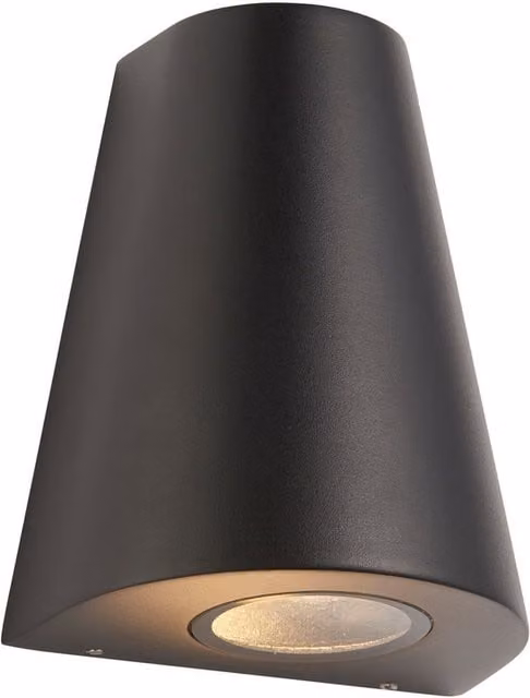 Endon Helm Modern Outdoor Integrated LED Down Wall Light in Black with Transparent Glass, IP44