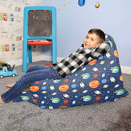 rucomfy Outer Space Junior Squarbie Bean Bag, Blue and Multicolour, W: 125 cm x D: 100 cm – 5