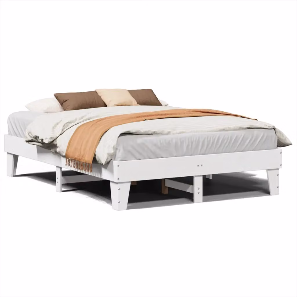 Berkfield Home White Solid Pine Wood Bed Frame W/D/H: 140 x 200 cm – 2