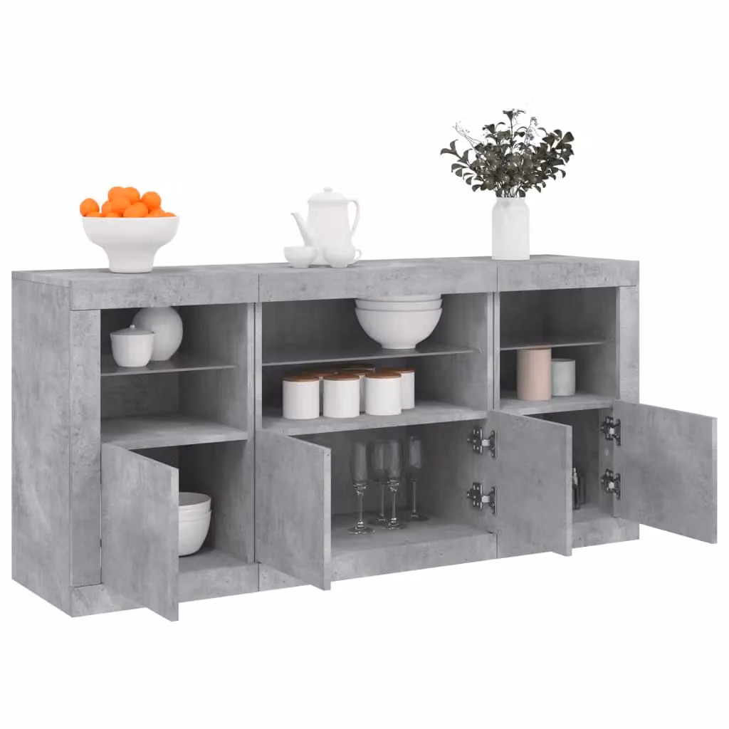 Berkfield Home Modern Sideboard with Integrated LED Lights in Concrete Grey, W: 142.5 cm, D: 37 cm, H: 67 cm – 2
