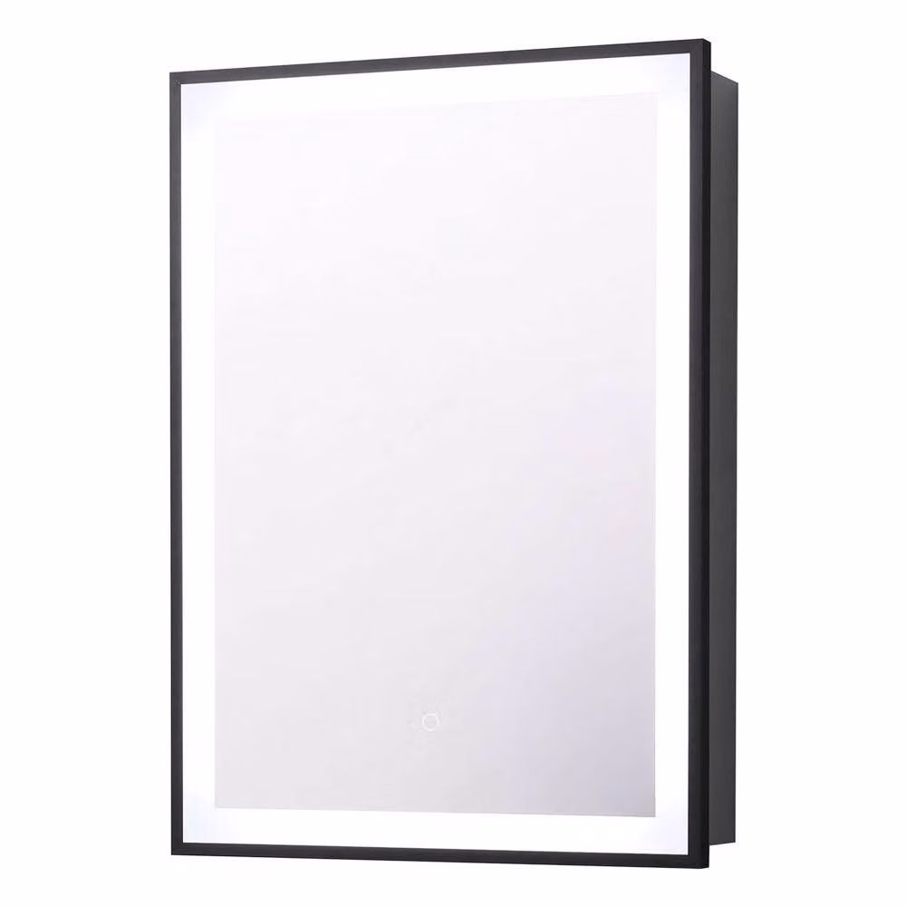 H&O Direct Modern Black Wall Mounted LED Mirror Cabinet with Integrated Lighting – 2