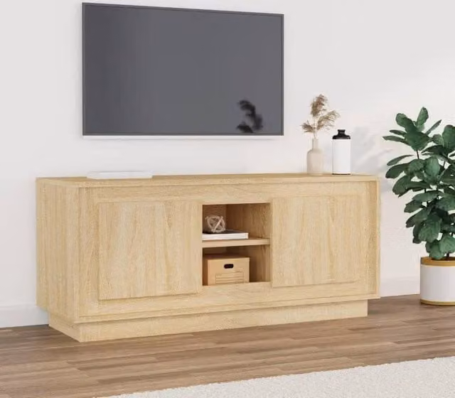 Berkfield Home Sonoma Oak TV Cabinet in Brown, W/D/H: 102 x 35 x 45 cm